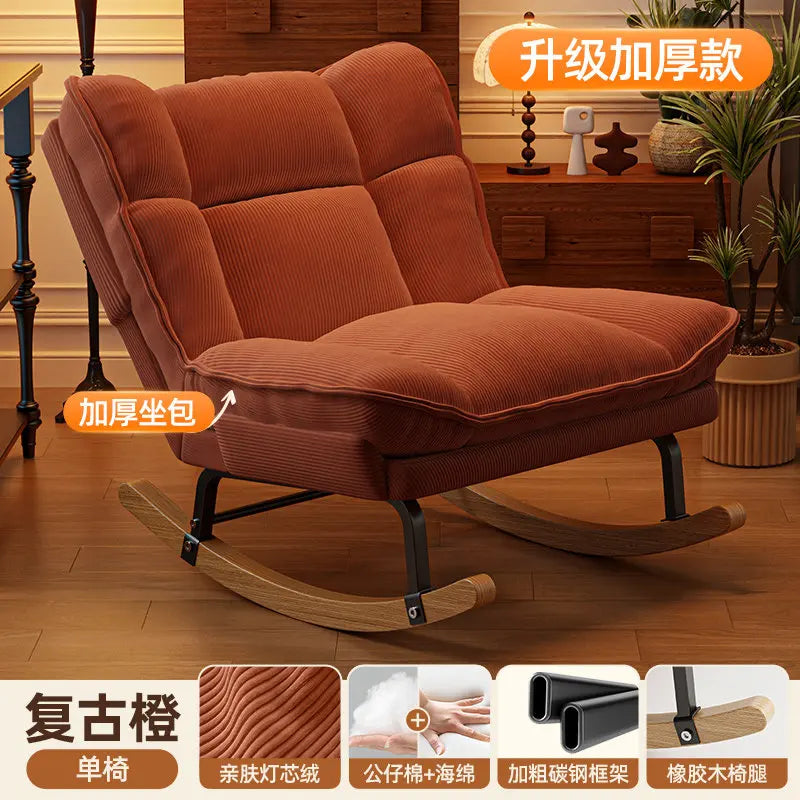 Nordic Office Recliner Chair Fluffy Lounger Comfortable Floor Recliner Chair Bedroom Rocking Chaise Lounge Hotel Furniture