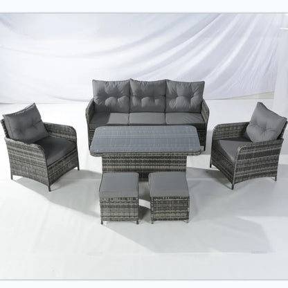 Rattan chair six-piece outdoor courtyard leisure balcony table and chair set coffee table open-air rattan chair combination
