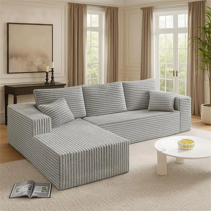 Boneless Couch For Living Room, Modular Sectional Sofa With L-Shape Chaise, Cloud Couch With Deep Seat, Modern Living Room Furni