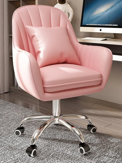 Cute Desk Chair For Girls Pink Ergonomic Computer Swivel Chair Adjustable Height Plush Padded Study Chair Bedroom Dorm Office