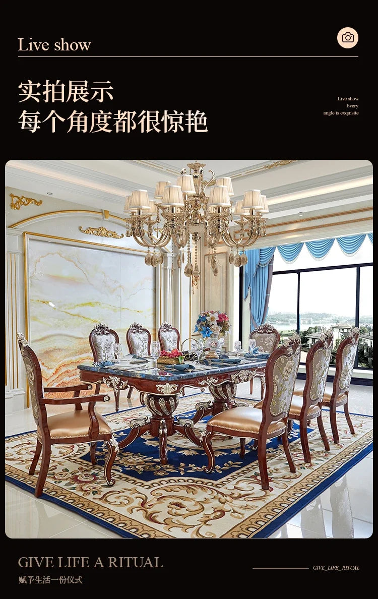 European dining table and chair combination villa household high-end small apartment dining tableT