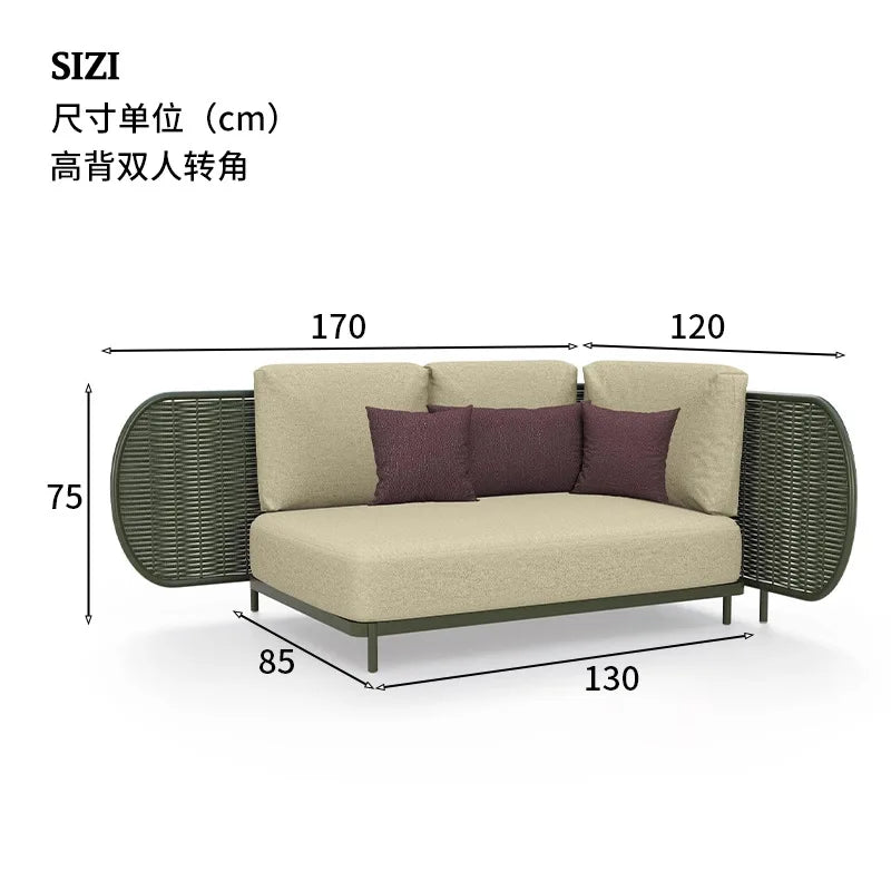 Outdoor sofa combination outdoor courtyard open-air villa living room hotel famous club rattan sofa