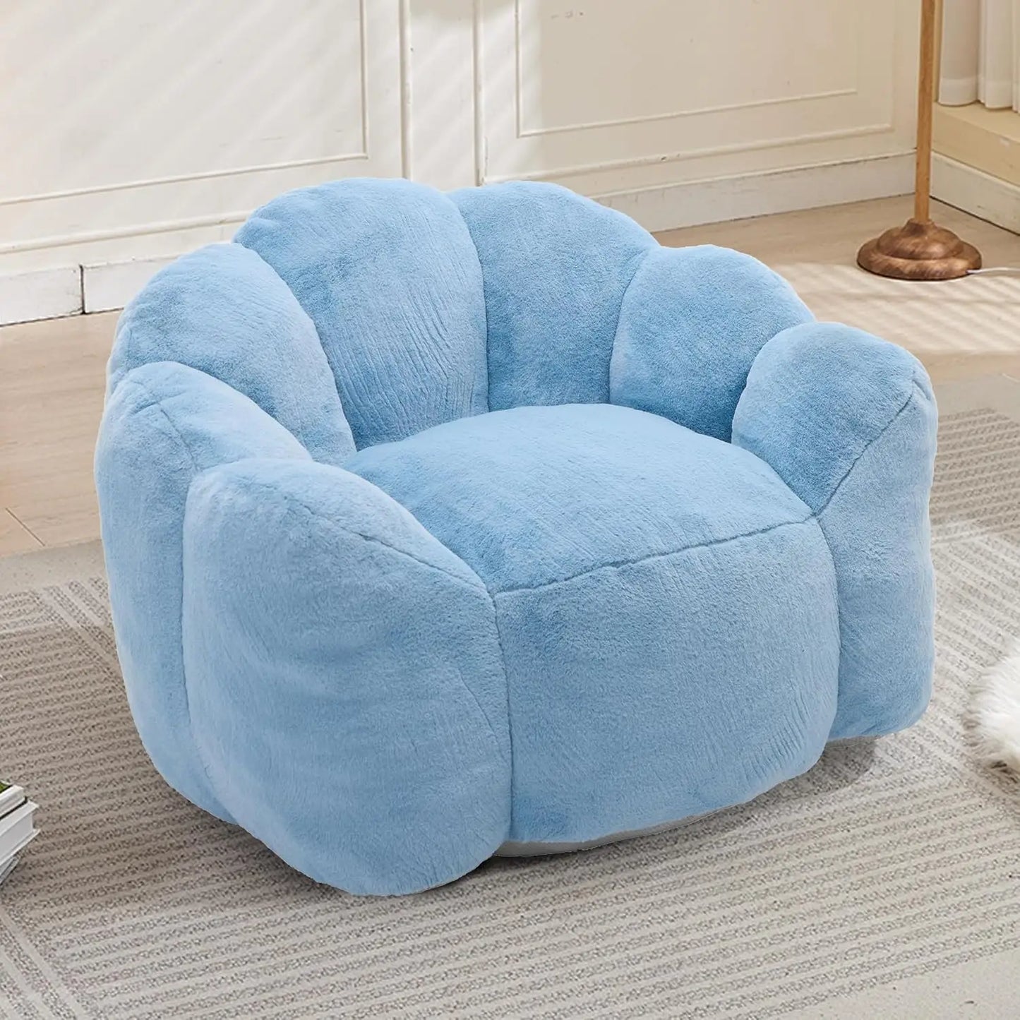 Bean Bag Chair for Adults, Floral Shaped Bean Bag Single Sofa, Ultra Soft Faux Fur Floor Sofa, Oversize Reading, Customized