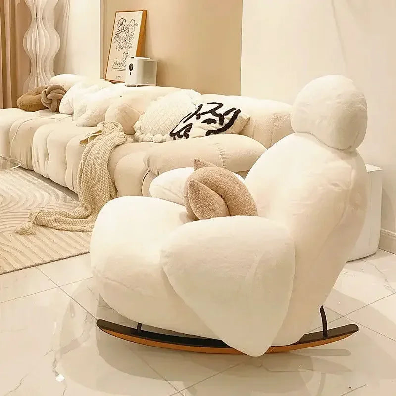 High quality Rocking Chair Sofa Creative Couch Wood Furniture Recliner Indoor Egg Chair Living  Sofa Chair Armchair Step Stool