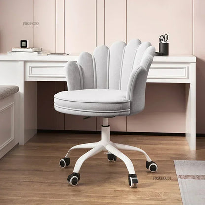 Creative Simple Fabric Petal Office Chairs Household Bedroom Gaming Chairs Lift Backrest Computer Chair for Study Desk Chair WW