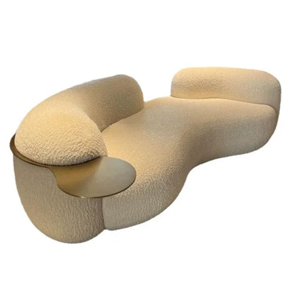 Nordic light luxury sofa creative curved sofa cream sand hair