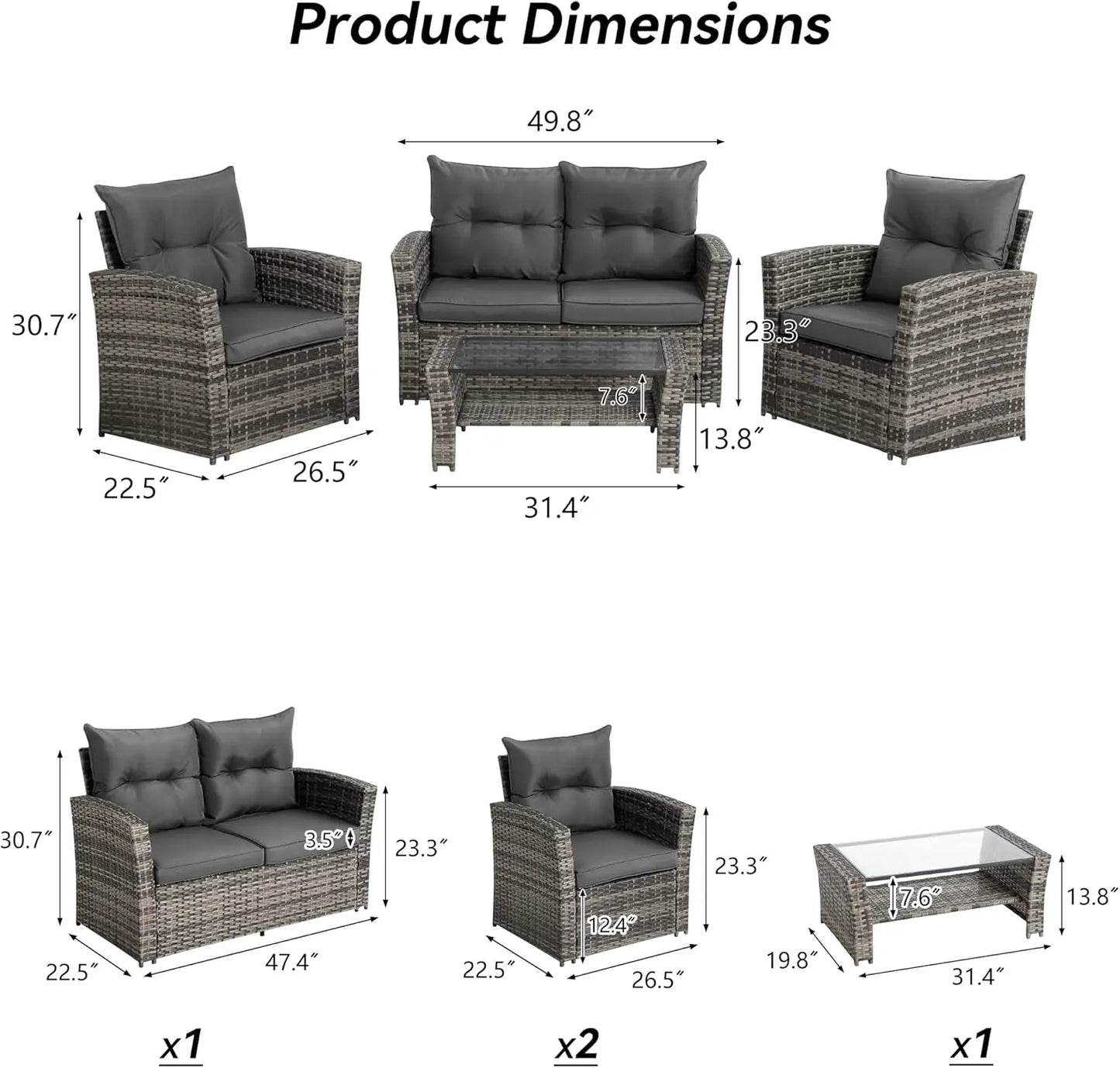 Cheap High Quality PE Rattan Sofa Set with Table for Outdoor Garden Resort Hotel Entertainment Party