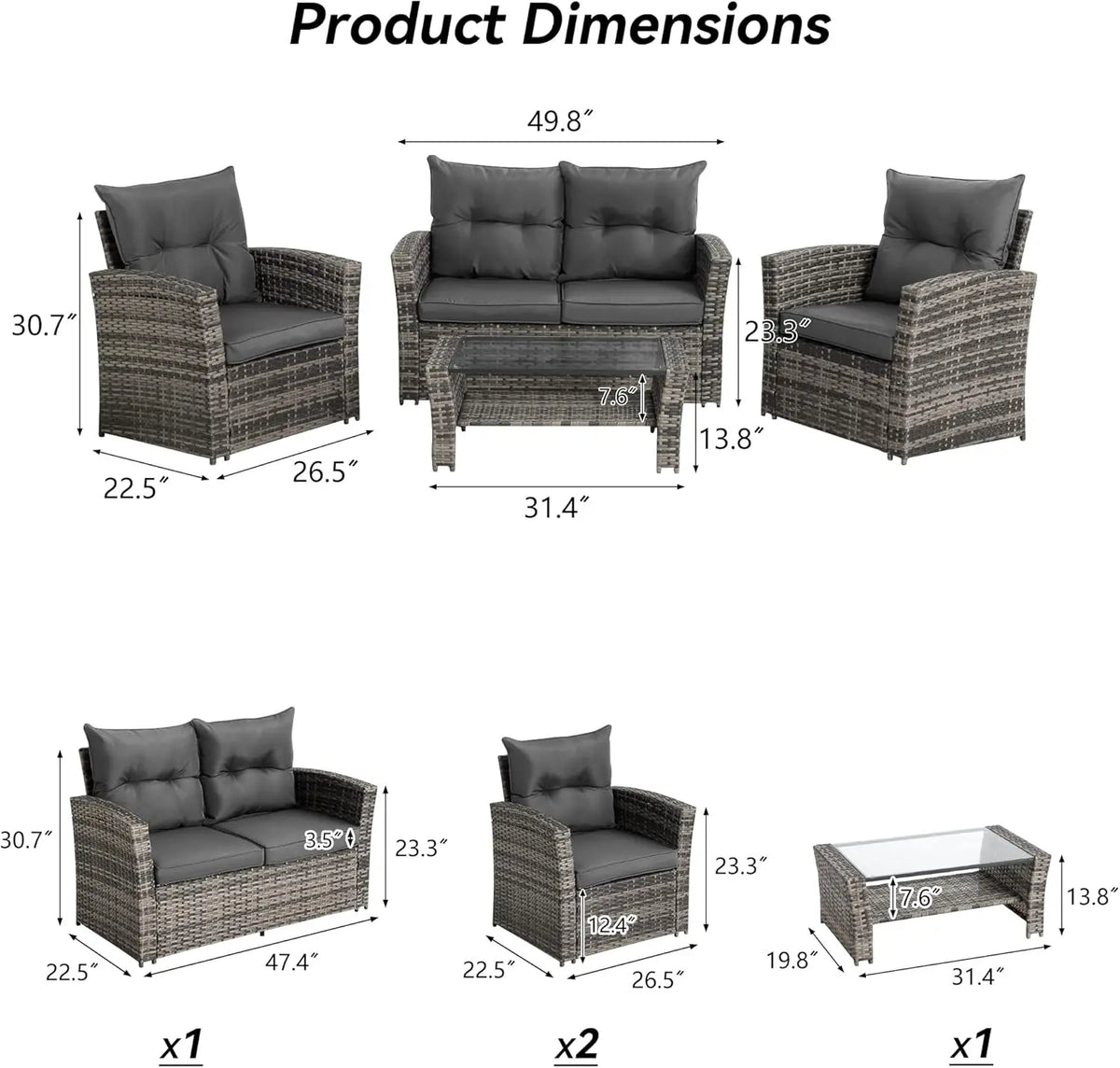 Factory Made PE Rattan Sofa Set with Table for Outdoor Garden Resort Hotel Entertainment Party