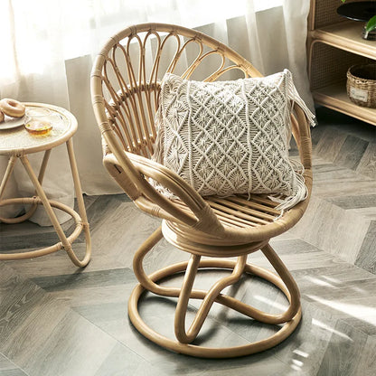 Nordic rattan swivel chair modern simple casual rattan natural rattan homestay balcony sofa  lazy bamboo