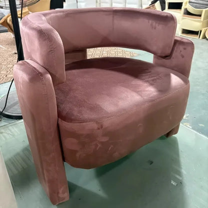 72×65×70cm Light Luxury Frosted Velvet Single Sofa Curved Design Solid Wood Frame Living Room Bedroom Comfort Leisure Chair