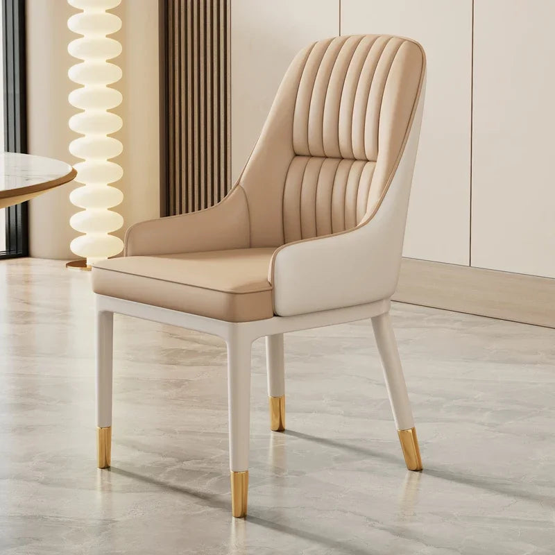 Modern Faux Dining Chairs Kitchen Metal Leather Nordic Home Dining Chairs Luxury European Chaises Salle Manger Furnitures
