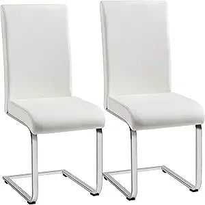 Dining Chairs Set of 2 Modern Faux Leather Upholstered Dining Room Chairs with High Back and Metal Chrome Legs for Kit