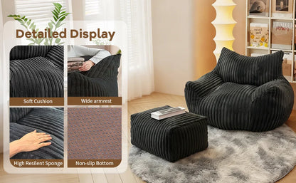 Reading Chair Bean Bag Chairs for Adults, Living Room Furniture, BeanBag Density Foam Couch, Floor Lazy Soft, Comfy Reading Nook