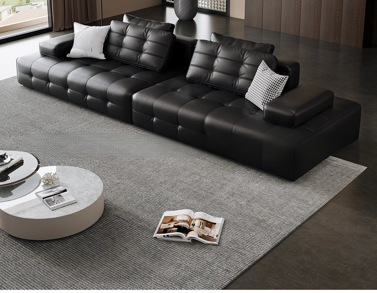 Italian minimalist first-layer cowhide sofa villa living room large apartment high-end all-leather Lawrence sofa