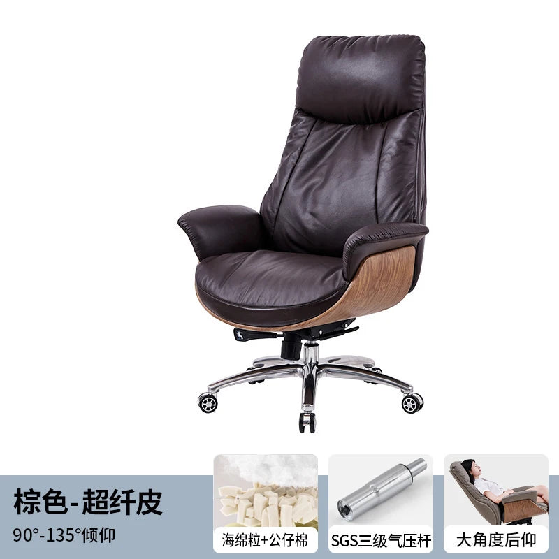 Leather Adjustable Office Chair Back Support Design Comfy Ergonomic Office Chair Recline Massage Cadeiras Home Furniture