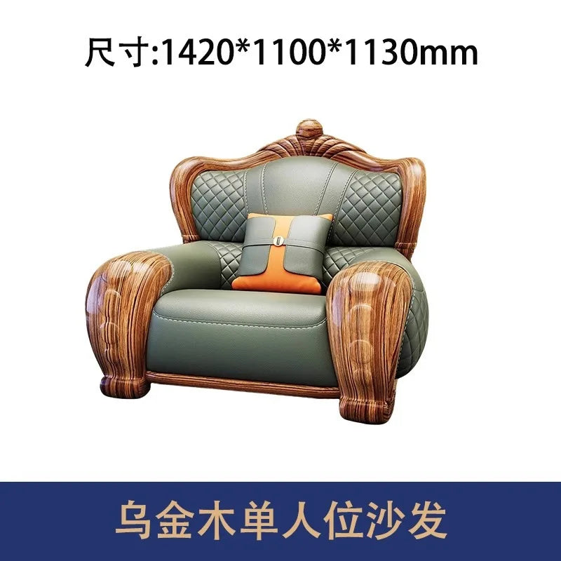 European-style villa, luxury ebony wood, leather art sofa