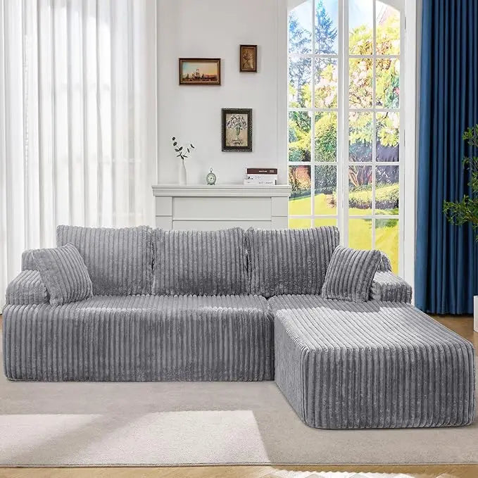 108'' L-Shape Memory Foam Modular Sectional Sofa Couch 3 Seat Living Room Furniture Set