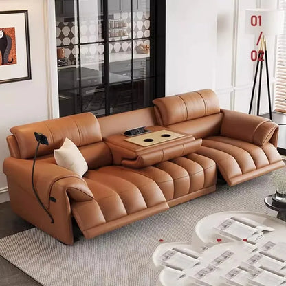 Relaxing Genuine Leather Sofa Living Room Electric Reclining Italian Sofa Lounge Luxury Divano Soggiorno Furniture Home
