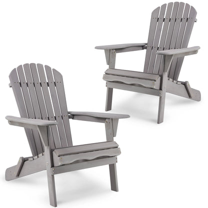 Wood Lounge Patio Chair for Garden Outdoor Wooden Folding Adirondack Chair Set of 2 Solid Cedar Wood Lounge Patio Chair for Gard