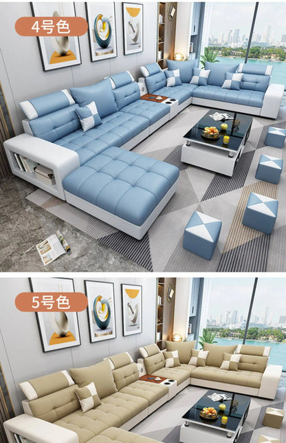 New nano three-proof latex leave-in technology fabric sofa living room size modern fully furnished furniture combination
