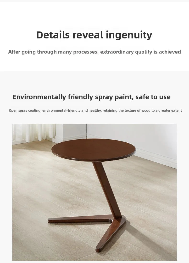 Solid wood small coffee table household living room small round table sofa edge table