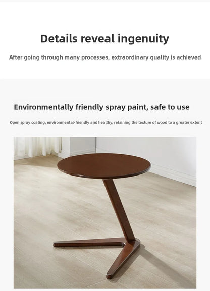 Solid wood small coffee table household living room small round table sofa edge table
