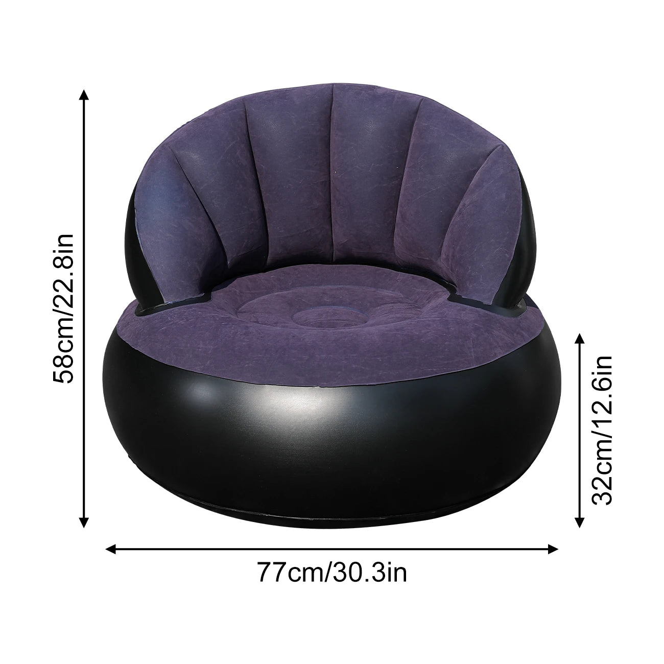 1PC Thickened PVC Inflatable Sofa Ergonomic Design for Comfortable Seating Experience, Foldable Flocking Garden Sofa