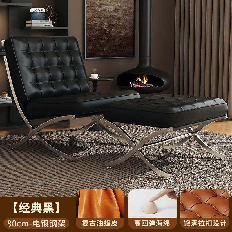 Black Metal Living Room Chairs Balcony Throne Relax Reading Modern Room Decor Fashion Chairs Comfortable Sillones Home Design