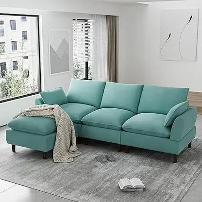 #For L-Shaped Modular Sectional Sofa, 3-Seater Comfy Cloud Couch with Ottoman/Chaise & 5 Pillows for Living Room Bedroom&