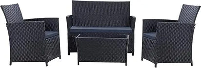 Patio Furniture Set, Modular Patio Set Wicker Outdoor Sectional Sofa Set PE Rattan Wicker Patio Conversation Set with T