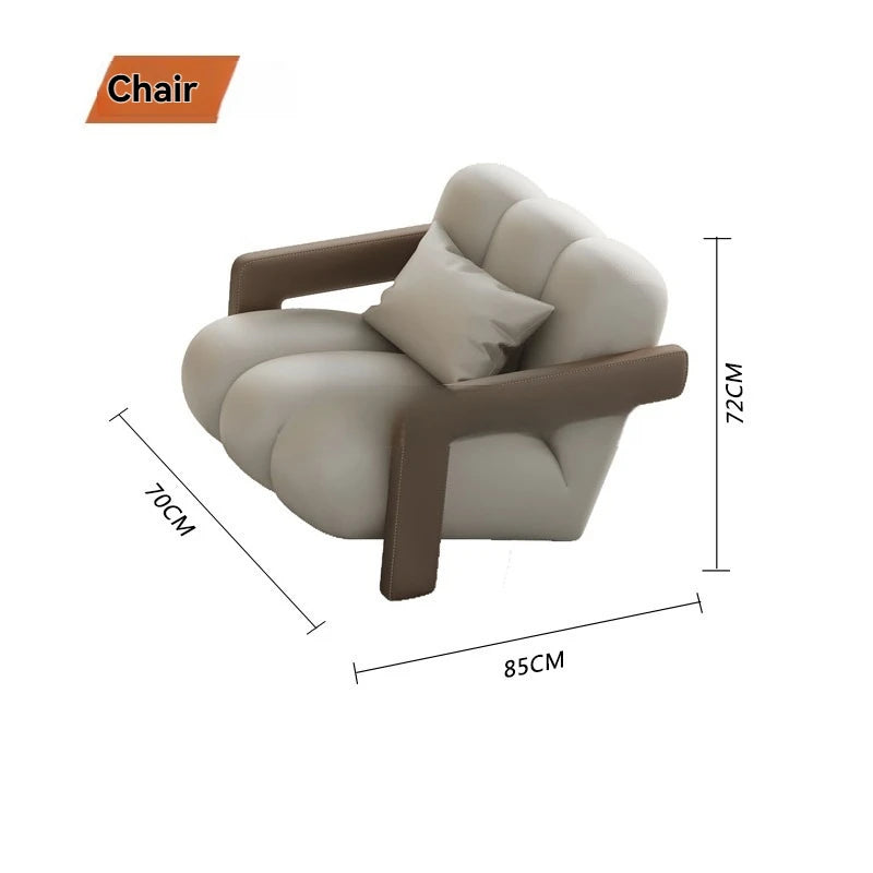 DIGGERA Curved Leather Sofa Set with Solid Wood Frame, Modern Sectional Couches for Living Room, Comfortable Leather Couch Sets