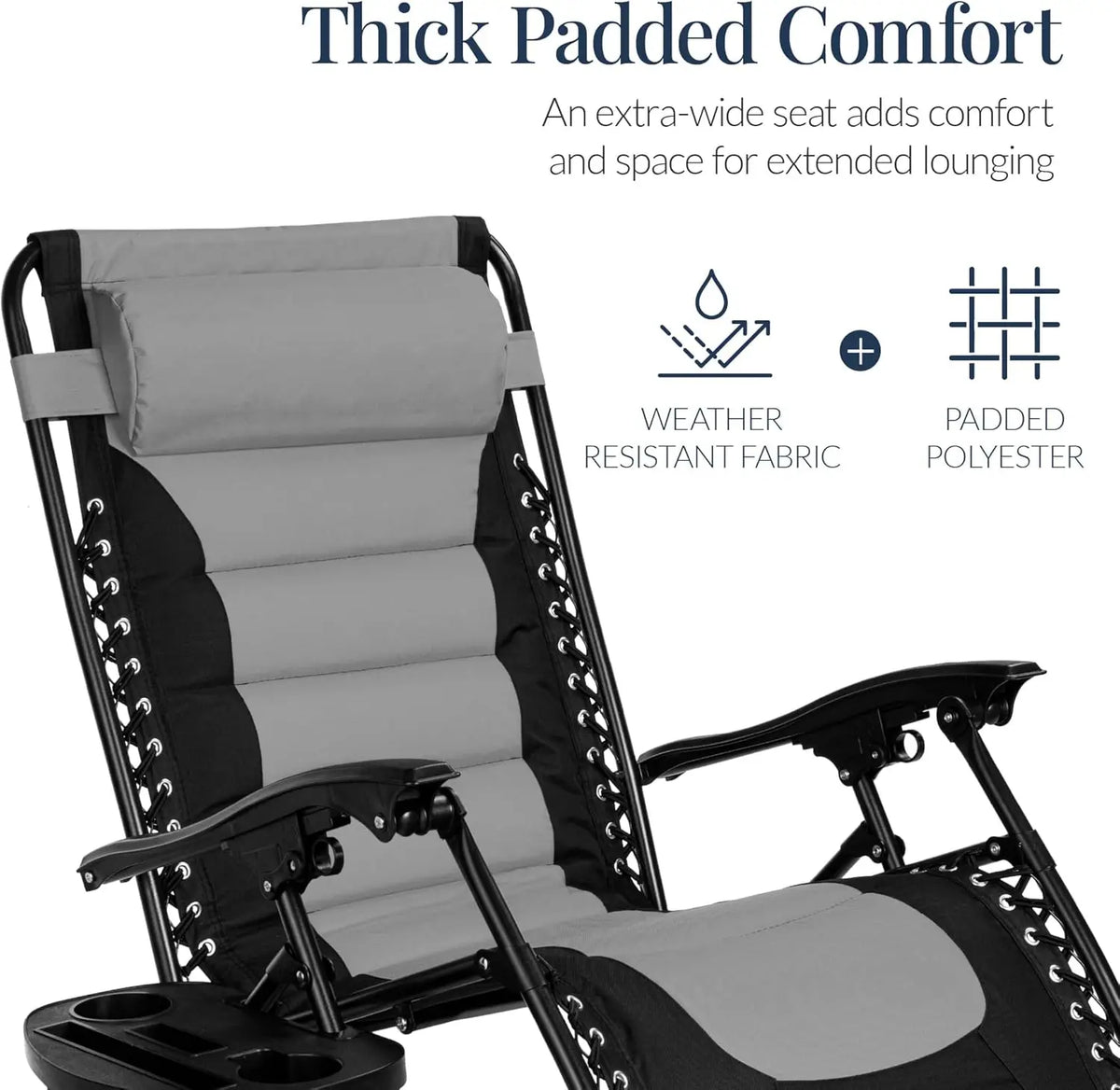 Best Choice Products Oversized Padded Zero Gravity Chair, Folding Outdoor Patio Recliner, XL Anti Gravity Lounger for Backyard