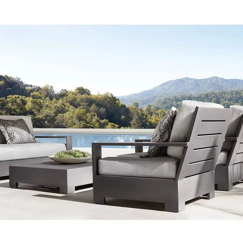 Aluminium Garden Sofa Patio Furniture Waterproof Lounge Set Rattan Modern Modular Luxury Corner Aluminium Outdoor Sectional Sofa