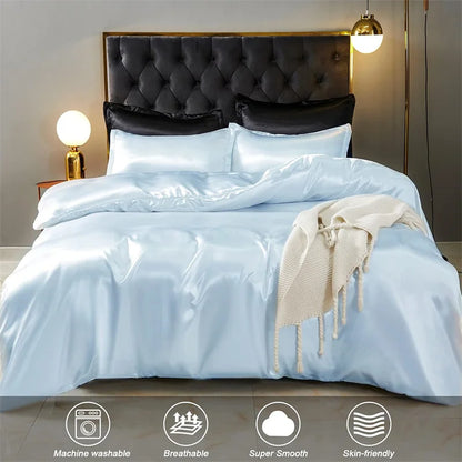 100% Silk 3pcs Bedding Set Natural Mulberry Silk Duvet Cover Set with 2pcs Pillowcase Solid Color Quilt Cover Pillow Case Luxury