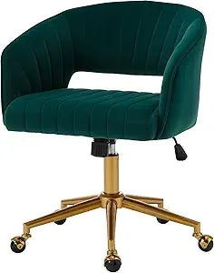 modern velvet swivel desk chair with adjustable height and metal base for home office and vanity use