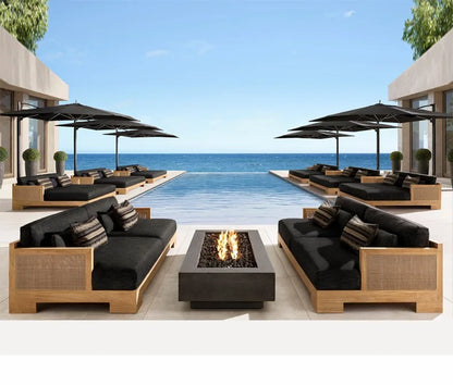 Customizable outdoor teak sofa patio rattan chair