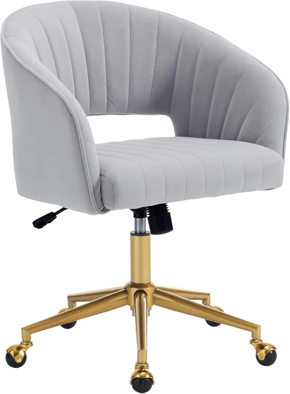 Home Office Chair Swivel Velvet Desk Chair Accent Armchair Upholstered Modern Tufted Chairs with Gold Base for Girls Women