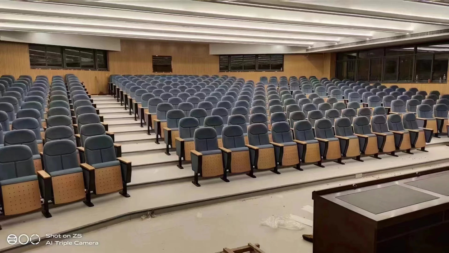 HT Classroom Academic Hall with Writing Board Row Chairs Multifunctional Concert Hall Lecture Hall Seats