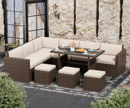 Furniture Set, Outdoor Furniture Patio Sectional Sofa, All Weather PE Rattan Outdoor set with Cushions and Table