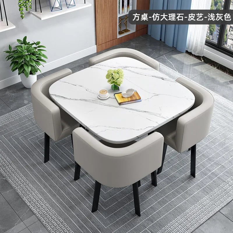 Simple Square Negotiation Table Set, Small Round Table for Shop or Reception, Rest Area Furniture, Space-saving and Elegant