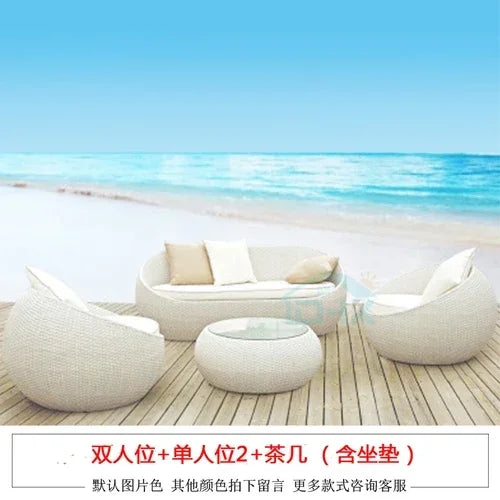 Budget-friendly Outdoor Rattan Woven Sofa, Outdoor Garden, Villa, Courtyard Balcony, Casual Corner Sofa, Coffee Table