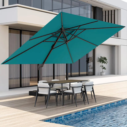 9x12 FT Patio Umbrella, Large Cantilever Rectangular Double Top Heavy Duty Offset Umbrellas with 360° Rotation, Outdoor shade
