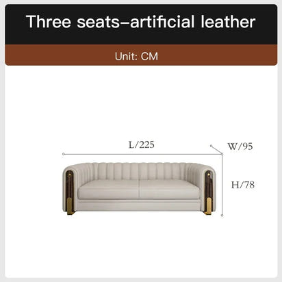 Luxury classic leather sofa set for living room and bedroom, perfect for reception and relaxation in Nordic style