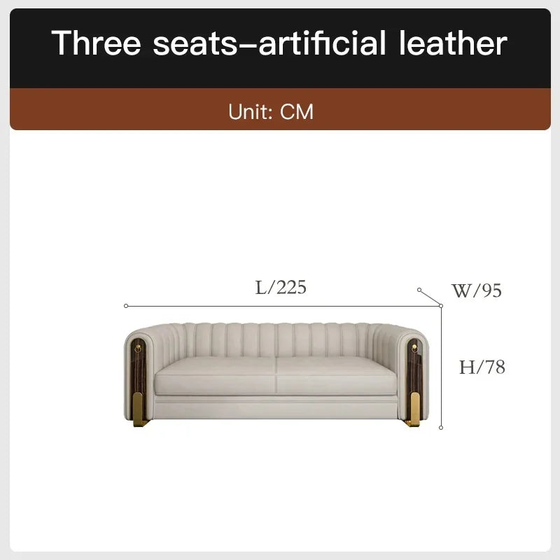 Luxury classic leather sofa set for living room and bedroom, perfect for reception and relaxation in Nordic style