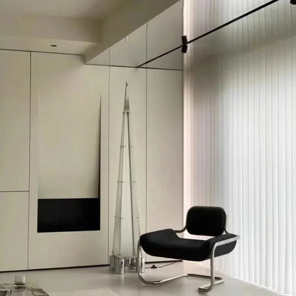 Bauhaus Style Leather Accent Chair Stainless Steel Frame Modern Lounge Chair for Living Room Office Reception