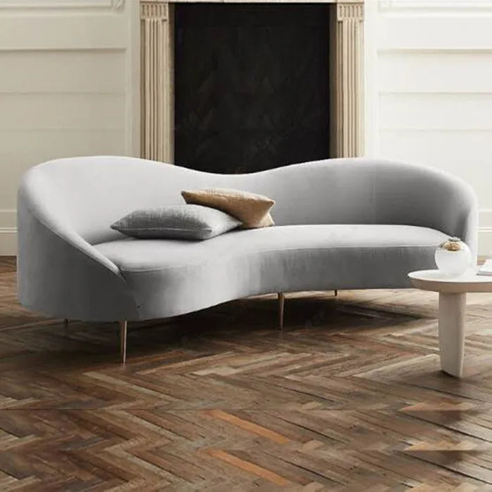 Luxury Contemporary Sofa Set for Living Room Modern Velvet Curved Sofa Couches Pink Color