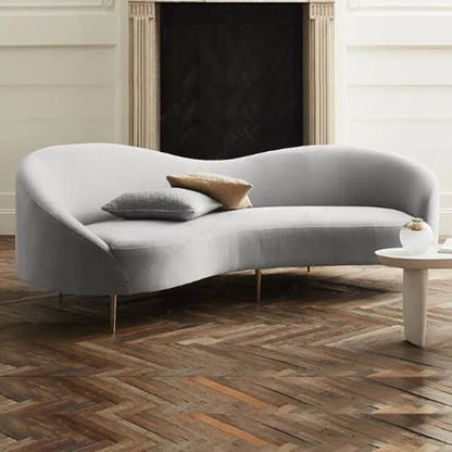 Luxury Contemporary Sofa Set for Living Room Modern Velvet Curved Sofa Couches Pink Color