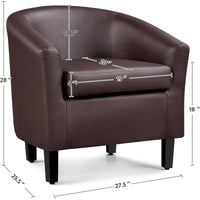 PU Leather Accent Chairs, Modern Barrel Chairs Side Chairs, Comfy Club Chairs with Soft Padded, 2 Chairs for Living Room