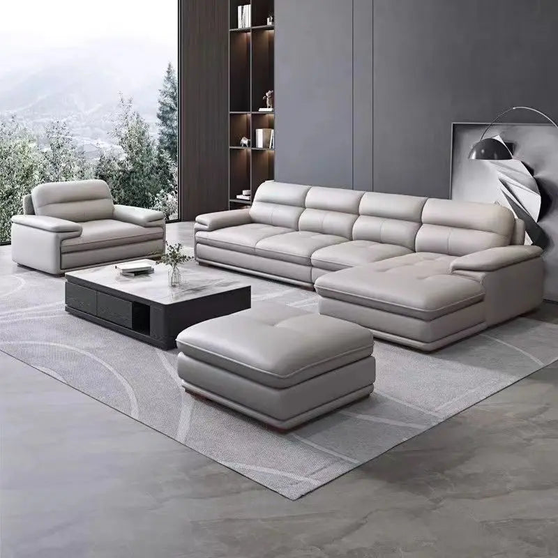 Leather sofa first layer cowhide modern simple size apartment living room left and right concubine leather sofa combination
