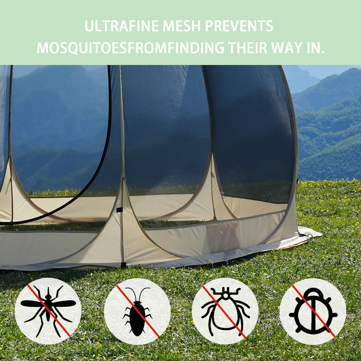 Portable Screen House Tent with Mosquito Net 6-8 Person Camping Backyard Patio & Protection Outdoor Shelter Suitable for family